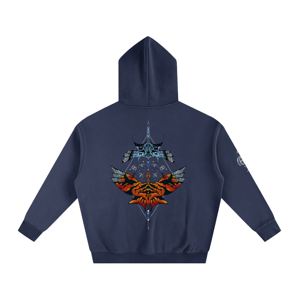 Aerial Convergence - darker colours ) Oversized Fleece Hoodie