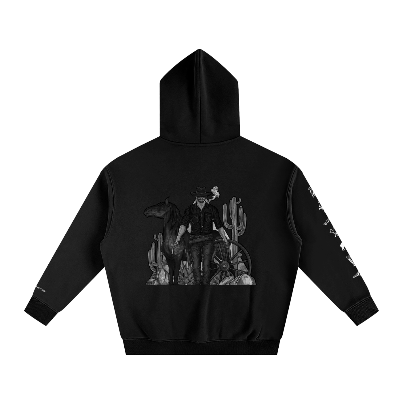 Forever Outlawed - B&W ( Darker ) Oversize Fleeced Hoodie