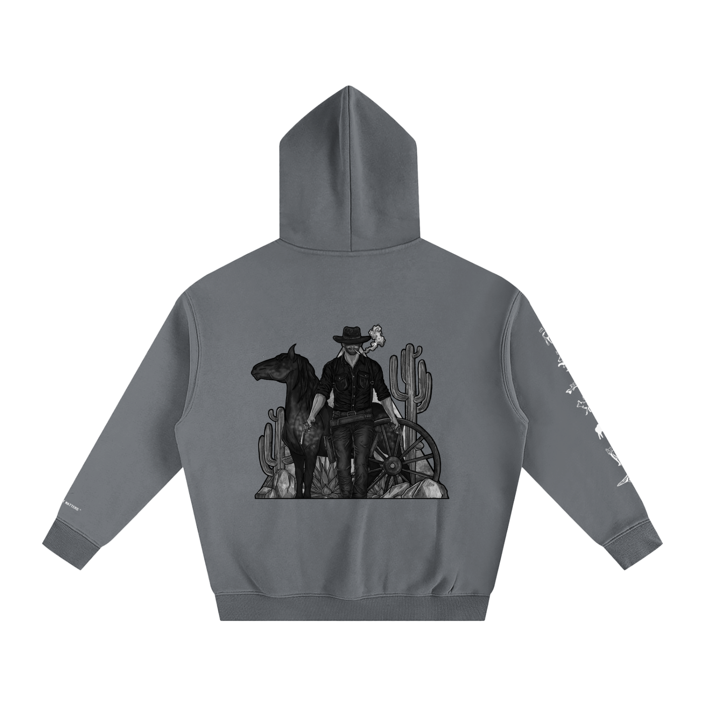 Forever Outlawed - B&W ( Darker ) Oversize Fleeced Hoodie